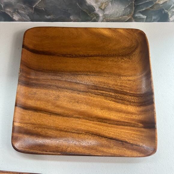 Monkey Pod Wood 12" Serving Plates Tray Platters Mid Century Modern Set of 7 - Picture 14 of 16
